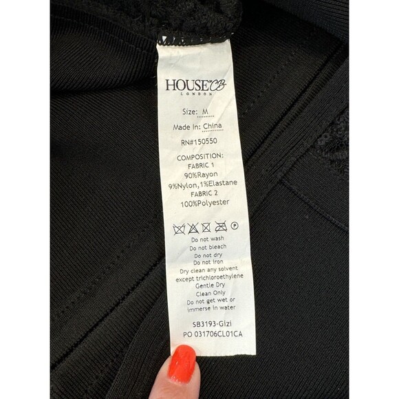 House Of CB London Gizi Mini Bodycon Dress Women’s Size M Black Lace Open Back - Picture 4 of 13